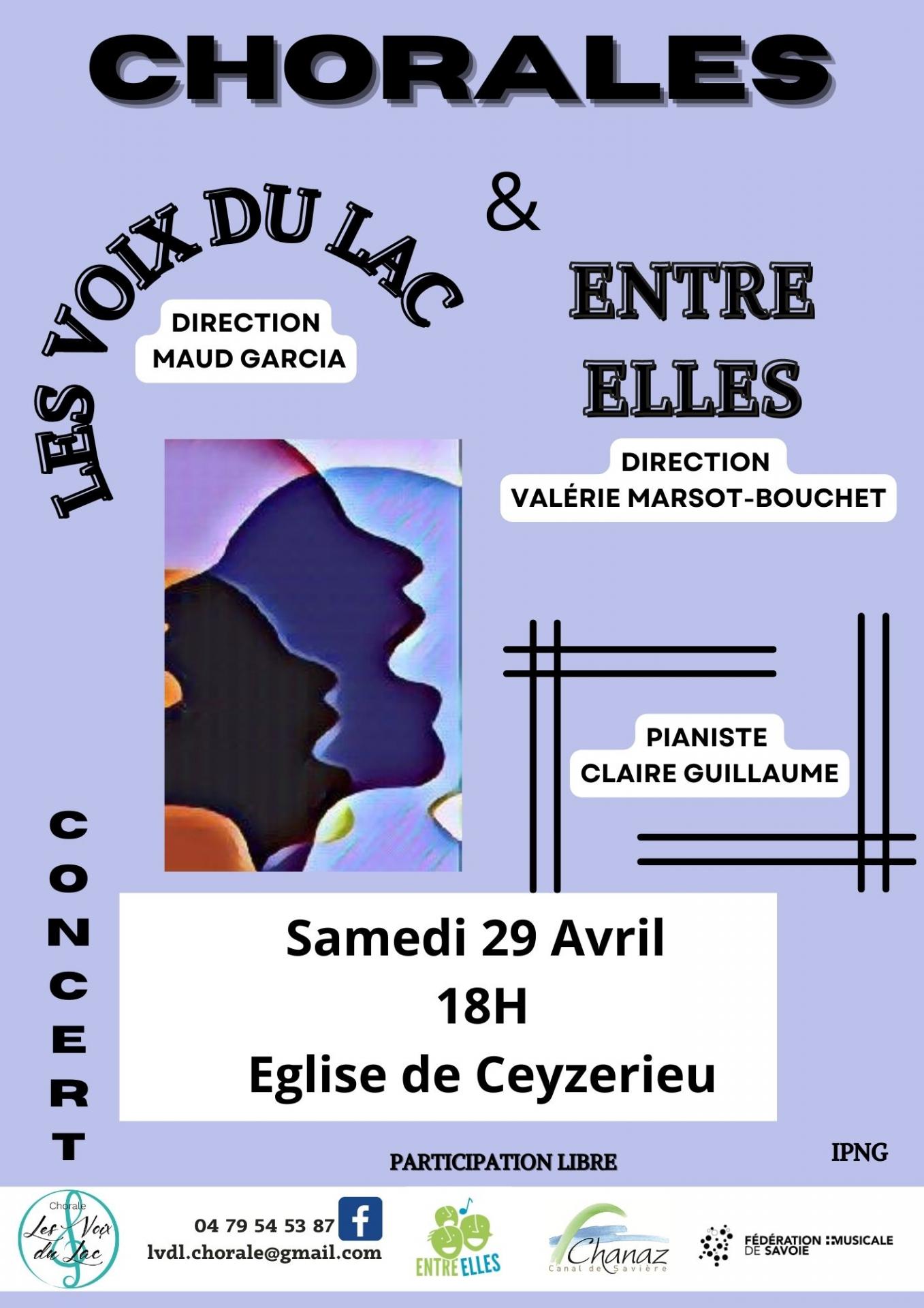 Concert paratgé Entre Elles - Les Voix du Lac 29 avril 2023