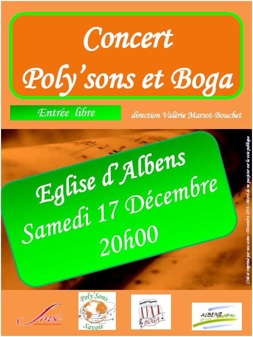 Concert fin d'année Poly'sons + Boga - Décembre 2016