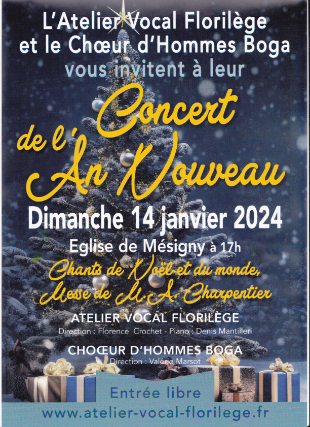 Affiche concert florilege et boga 14 01 2024 mesigny