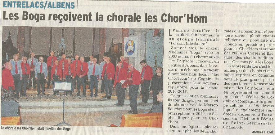 Article Dauphiné Libéré 12.11.2016